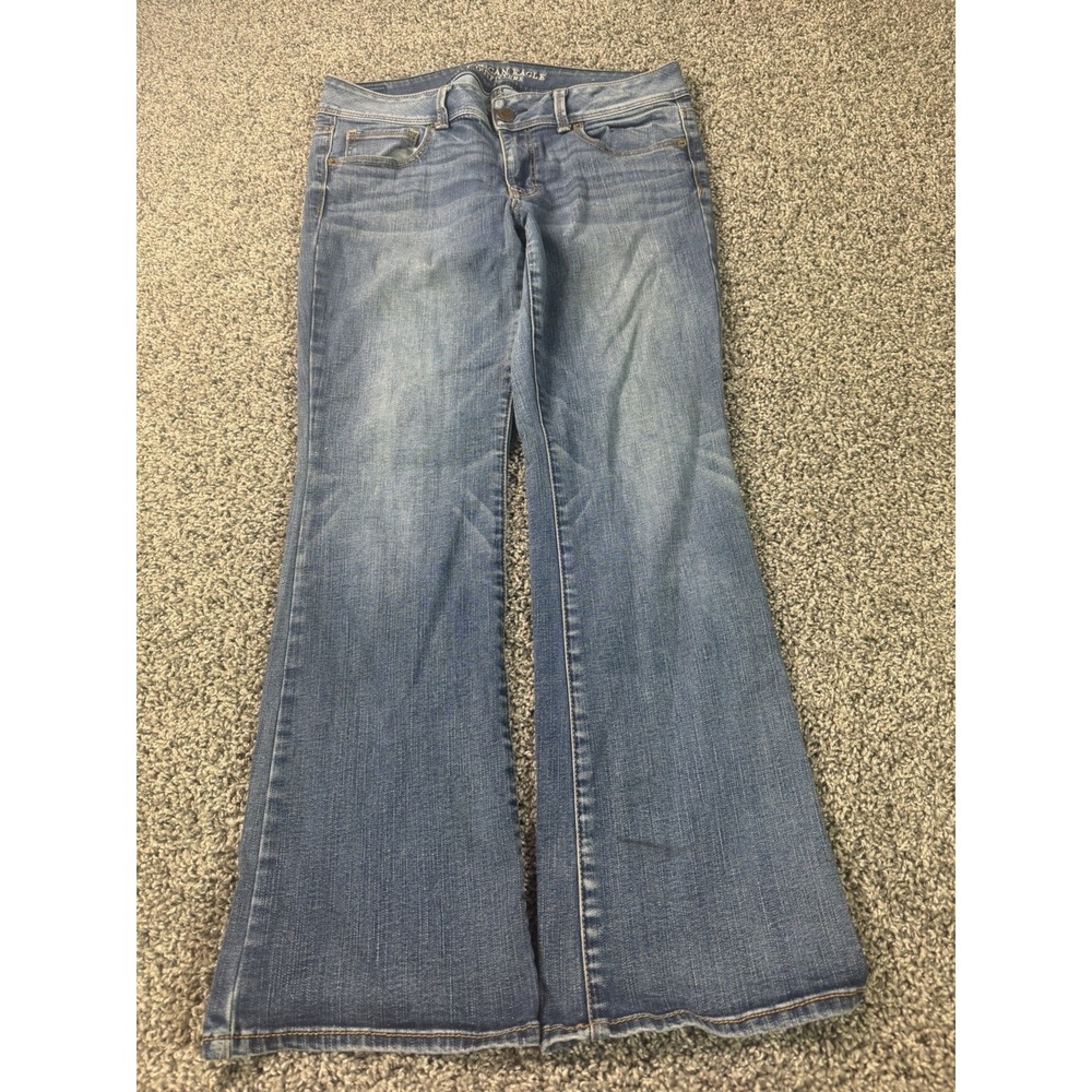 Vintage Y2K American Eagle Kick Boot Jeans Women's Size 12 Blue Baggy - Picture 1 of 12